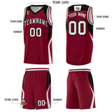 Custom Crimson Black and White Color Block Sports Uniform Basketball Jersey