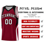 Custom Crimson Black and White Color Block Sports Uniform Basketball Jersey