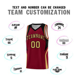 Custom Crimson Old Gold and Black Color Block Sports Uniform Basketball Jersey