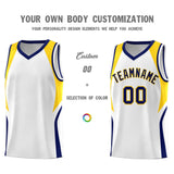 Custom White Navy and Gold Color Block Sports Uniform Basketball Jersey