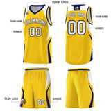 Custom Gold White and Navy Color Block Sports Uniform Basketball Jersey