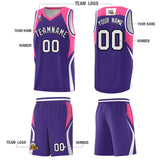 Custom Purple Pink and White Color Block Sports Uniform Basketball Jersey