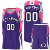 Custom Purple Pink and White Color Block Sports Uniform Basketball Jersey