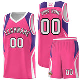 Custom Pink Purple and White Color Block Sports Uniform Basketball Jersey