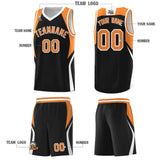 Custom Black Gold Orange and White Color Block Sports Uniform Basketball Jersey