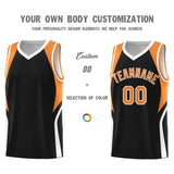 Custom Black Gold Orange and White Color Block Sports Uniform Basketball Jersey