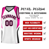 Custom White Pink and Black Color Block Sports Uniform Basketball Jersey