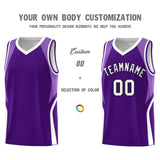 Custom Purple Light Purple and White Color Block Sports Uniform Basketball Jersey