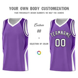 Custom Light Purple Purple and White Color Block Sports Uniform Basketball Jersey