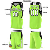 Custom Fluorescent Green Black and White Color Block Sports Uniform Basketball Jersey