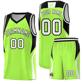 Custom Fluorescent Green Black and White Color Block Sports Uniform Basketball Jersey