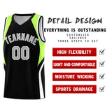 Custom Black Fluorescent Green and White Color Block Sports Uniform Basketball Jersey