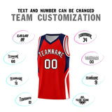 Custom Red Navy and White Color Block Sports Uniform Basketball Jersey