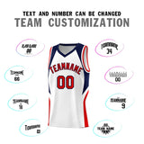 Custom White Navy and Red Color Block Sports Uniform Basketball Jersey