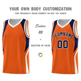 Custom Orange Navy and White Color Block Sports Uniform Basketball Jersey