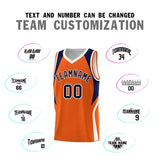 Custom Orange Navy and White Color Block Sports Uniform Basketball Jersey