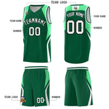 Custom Kelly Green Green and White Color Block Sports Uniform Basketball Jersey