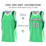 Custom Green Kelly Green and White Color Block Sports Uniform Basketball Jersey