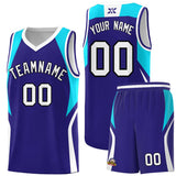 Custom Royal Sky Blue and White Color Block Sports Uniform Basketball Jersey