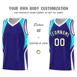 Custom Royal Sky Blue and White Color Block Sports Uniform Basketball Jersey