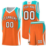 Custom Orange Aqua and White Color Block Sports Uniform Basketball Jersey