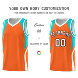 Custom Orange Aqua and White Color Block Sports Uniform Basketball Jersey