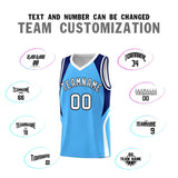 Custom Powder Blue Navy and White Color Block Sports Uniform Basketball Jersey