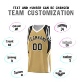 Custom Old Gold Black and White Color Block Sports Uniform Basketball Jersey