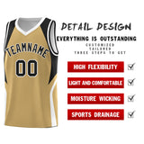 Custom Old Gold Black and White Color Block Sports Uniform Basketball Jersey
