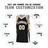 Custom Black Old Gold and White Color Block Sports Uniform Basketball Jersey