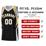 Custom Black Old Gold and White Color Block Sports Uniform Basketball Jersey
