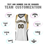 Custom White Old Gold and Black Color Block Sports Uniform Basketball Jersey