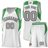 Custom White Green and Gray Color Block Sports Uniform Basketball Jersey