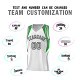 Custom White Green and Gray Color Block Sports Uniform Basketball Jersey
