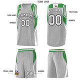 Custom Gray Green and White Color Block Sports Uniform Basketball Jersey