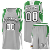 Custom Gray Green and White Color Block Sports Uniform Basketball Jersey