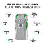 Custom Gray Green and White Color Block Sports Uniform Basketball Jersey