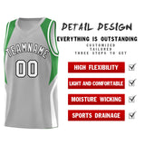 Custom Gray Green and White Color Block Sports Uniform Basketball Jersey