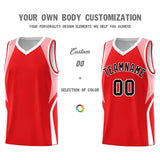 Custom Red Light Pink and White Color Block Sports Uniform Basketball Jersey