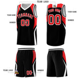 Custom Black Red and White Color Block Sports Uniform Basketball Jersey
