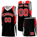 Custom Black Red and White Color Block Sports Uniform Basketball Jersey