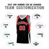 Custom Black Red and White Color Block Sports Uniform Basketball Jersey