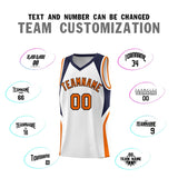 Custom White Navy and Orange Color Block Sports Uniform Basketball Jersey