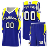 Custom Royal Yellow and White Color Block Sports Uniform Basketball Jersey
