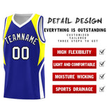 Custom Royal Yellow and White Color Block Sports Uniform Basketball Jersey