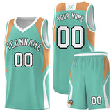 Custom Blue Buckskin Brown and White Color Block Sports Uniform Basketball Jersey