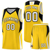 Custom Gold Black and White Color Block Sports Uniform Basketball Jersey