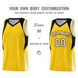 Custom Gold Black and White Color Block Sports Uniform Basketball Jersey