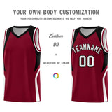 Custom Crimson Black and White Color Block Sports Uniform Basketball Jersey