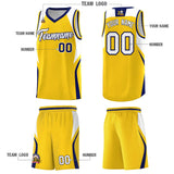 Custom Gold White and Navy Color Block Sports Uniform Basketball Jersey